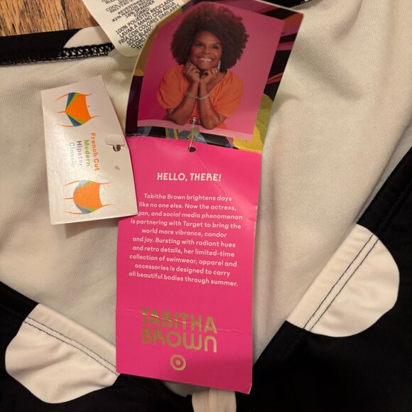 Tabitha Brown for Target Striped/Dot Print Tie-Front One Piece Swimsuit Sz Large - Picture 3 of 6